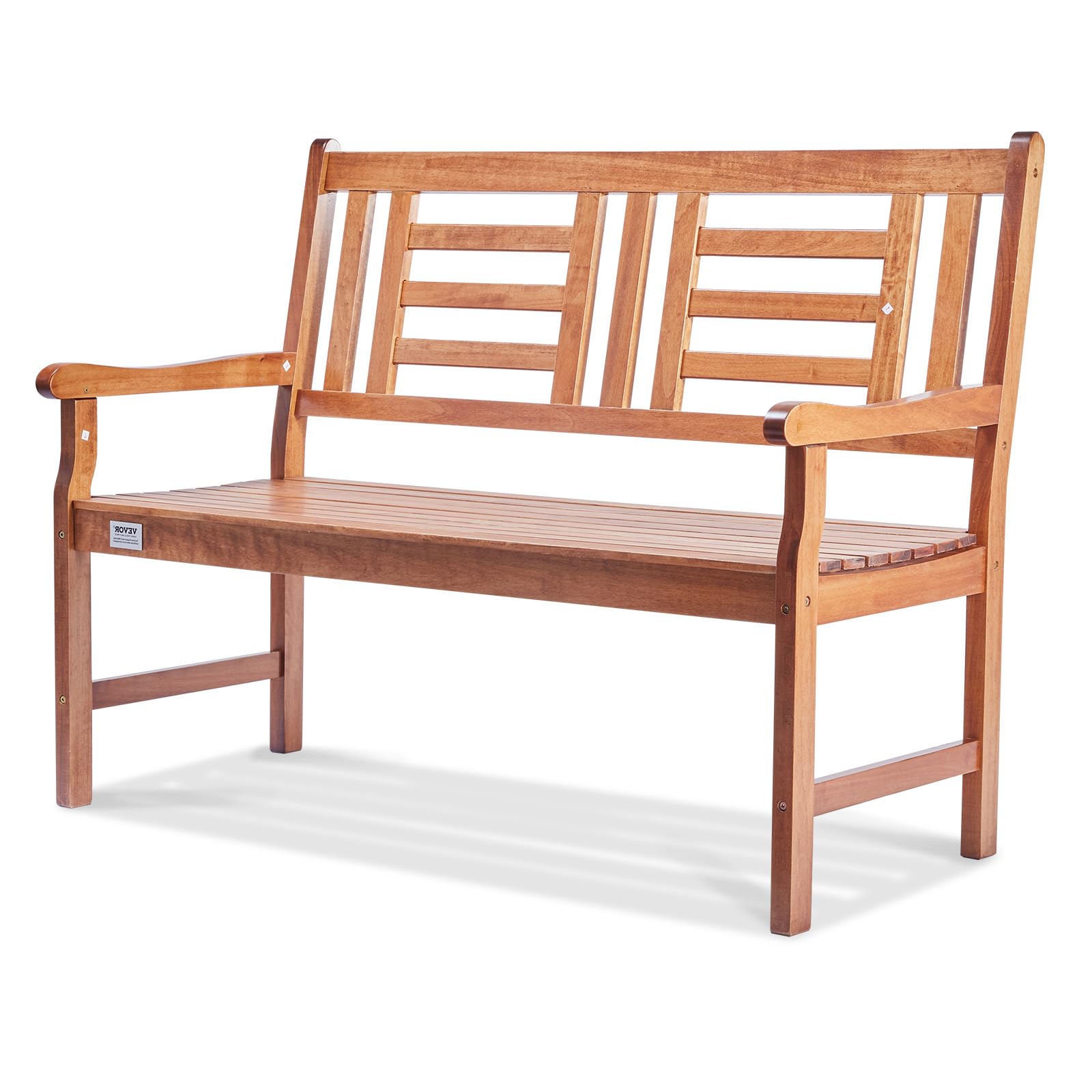 Vevor Wood Outdoor Bench, 2-Person Garden Bench With Backrest And Armrests, 700 Lbs Load Capacity,All-Weather Never Rot Patio Bench For Garden, Park, Yard, Front Porch